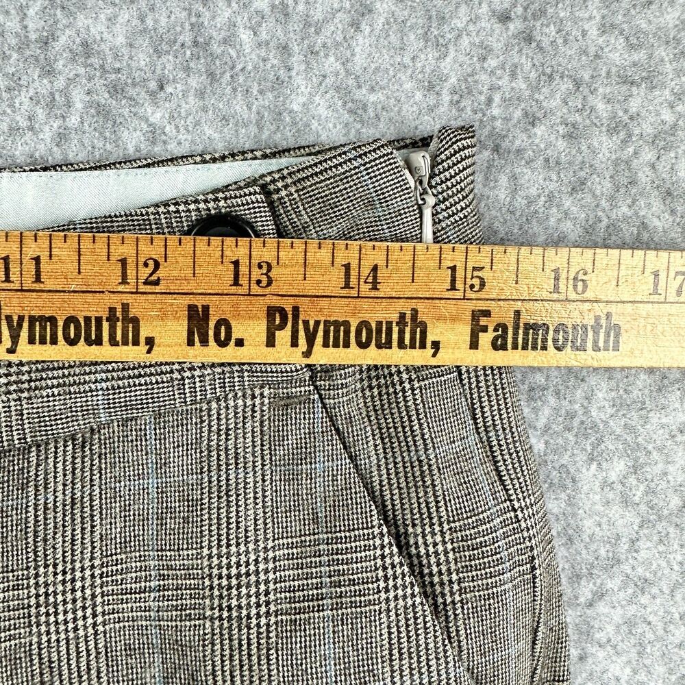 Vintage Banana Republic Pants Womens 4 Wool Brown Plaid Wide Leg Trousers Lined - Picture 9 of 16